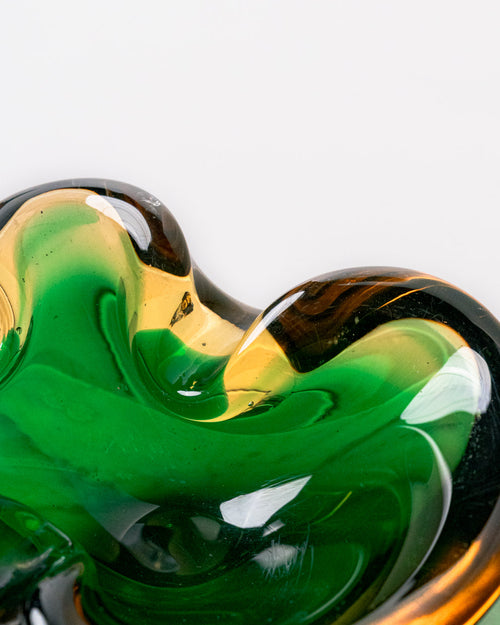 Cenicero Curvado Verde Pequeño de Cristal Murano