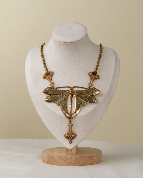 Collar Pechera "Libélula" Art Nouveau en Esmalte y Piedras