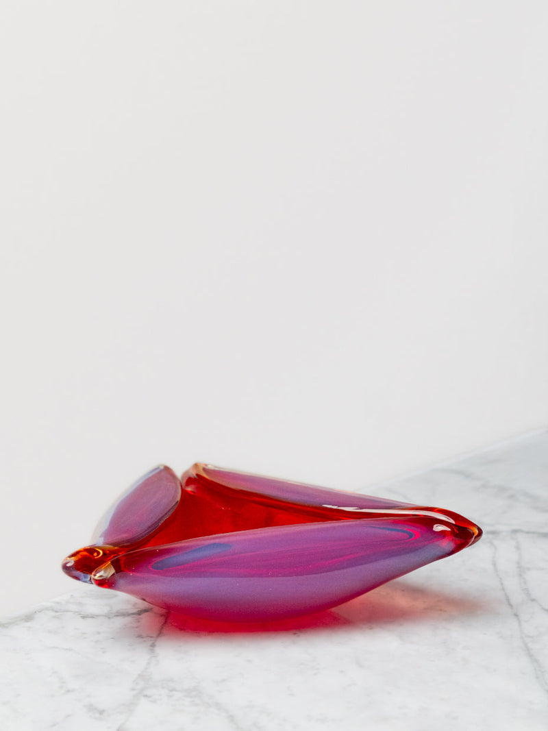Cenicero Triangular Rosa de Cristal Murano