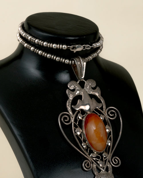 Collar Art Nouveau en Plata y Ámbar