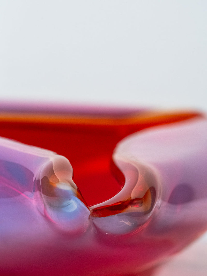 Cenicero Triangular Rosa de Cristal Murano