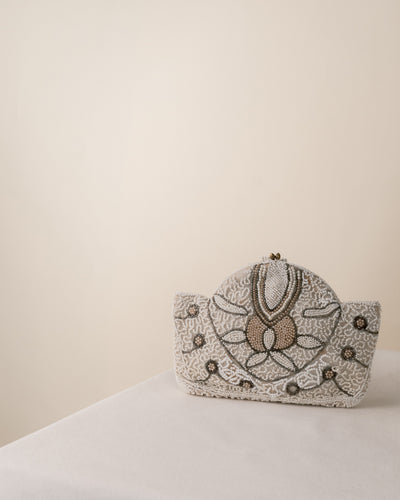 Art Deco embroidered bag with handle