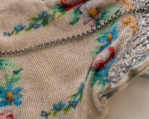 Bolso de plata y cuentas de cristal, S.XIX