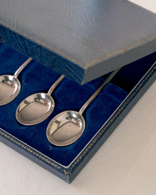 Juego de Cucharillas en Plata de Ley con Granos de Café Esmaltados