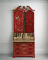 Bureau Bookcase Chinoiserie Lacado en Rojo