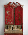 Bureau Bookcase Chinoiserie Lacado en Rojo
