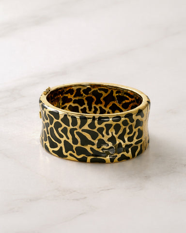 Brazalete de plata Vermeil, estampado de leopardo