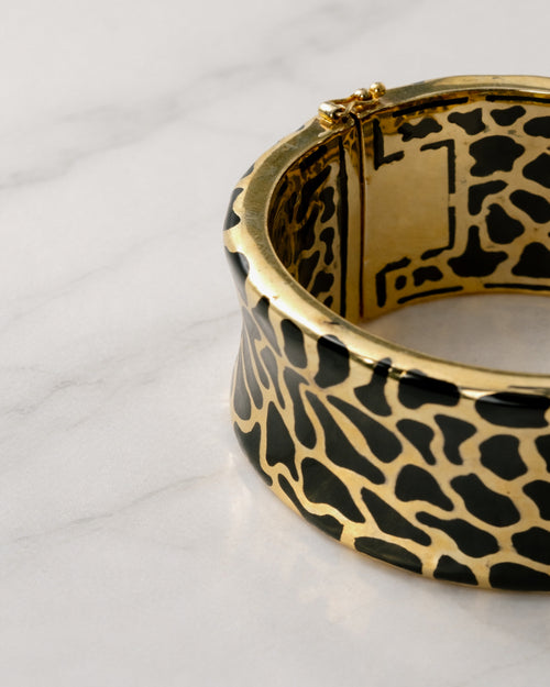 Brazalete de plata Vermeil, estampado de leopardo