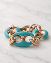 Pulsera de Calabrotes Escultóricos con Esmalte Turquesa
