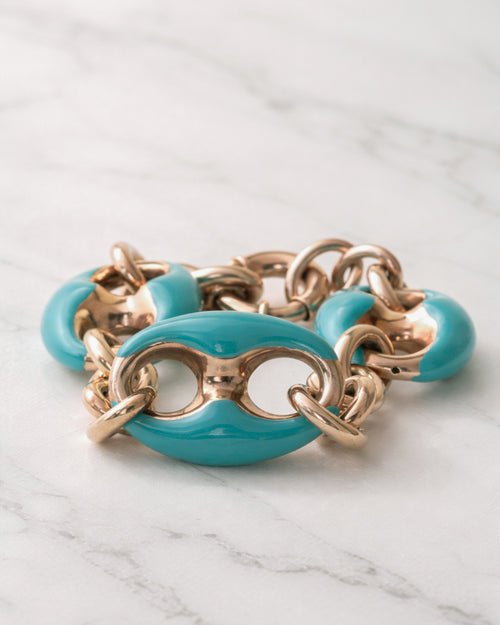 Pulsera de Calabrotes Escultóricos con Esmalte Turquesa