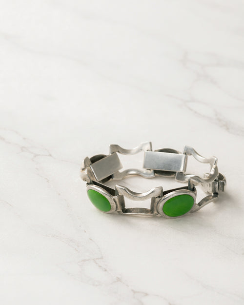 Pulsera de plata con esmalte verde