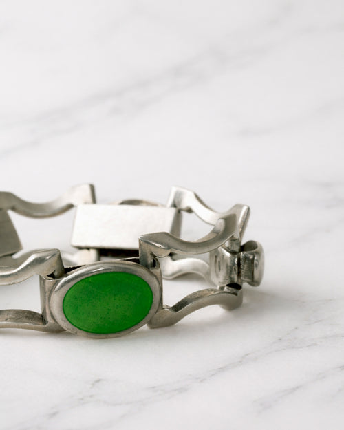 Pulsera de plata con esmalte verde
