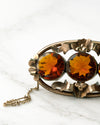 Broche Austrohúngaro "Tríptico de Citrinos" en Plata Dorada