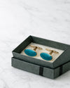 Gemelos turquesas con grabado guilloche art deco