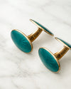Gemelos turquesas con grabado guilloche art deco