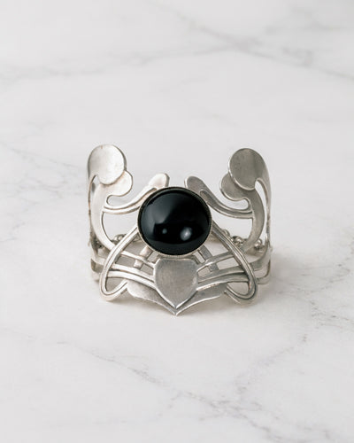 Brazalete "Orchidée" Art Nouveau en Plata y Ónix