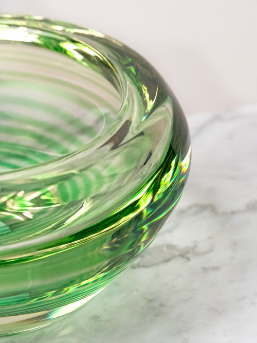 Cenicero Redondo Pequeño Verde de Cristal Murano
