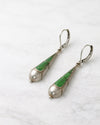 Pendientes Gota en Plata y Esmalte Verde