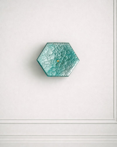 Aplique Hexagonal en Cristal de Murano Aguamarina