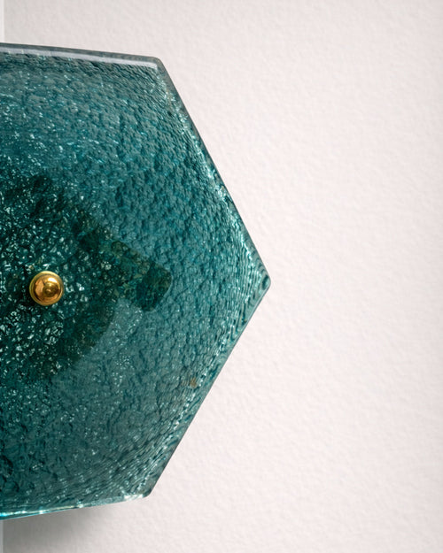 Aplique Hexagonal en Cristal de Murano Aguamarina