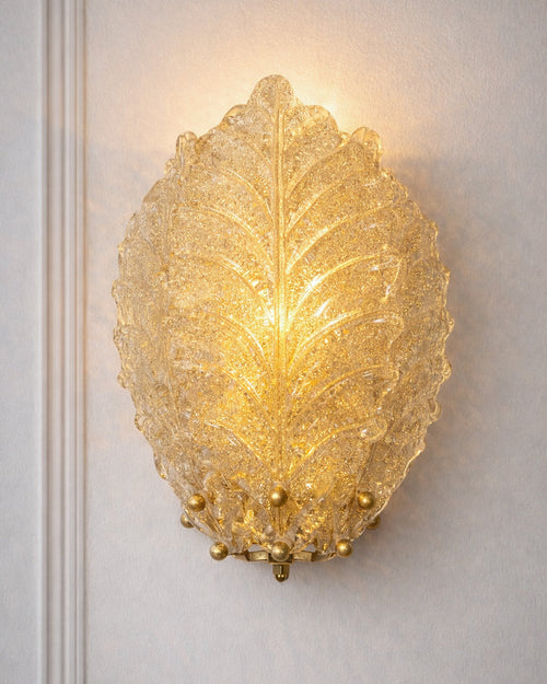 Pareja de Apliques de Pared Foglia Cristal de Murano