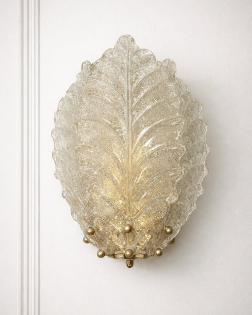 Pareja de Apliques de Pared Foglia Cristal de Murano