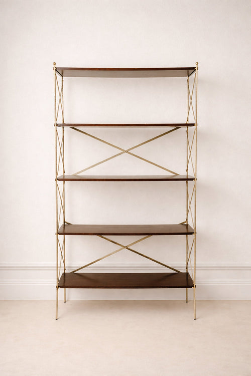 Estantería de Madera con Estructura Cruzada de latón