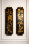 Pareja Paneles Negro Lacado Chinoserie