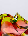 Cenicero Flor Alargada Verde y Rosa de Cristal Murano