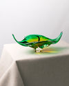 Cenicero Flor Alargada Verde  de Cristal Murano