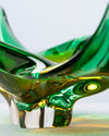 Cenicero Flor Alargada Verde  de Cristal Murano