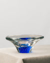 Cenicero Plano Transparente de Base Azul de Cristal Murano
