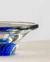 Cenicero Plano Transparente de Base Azul de Cristal Murano