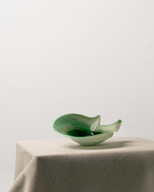 Cenicero Concha Verde con Detalles Dorados de Cristal Murano