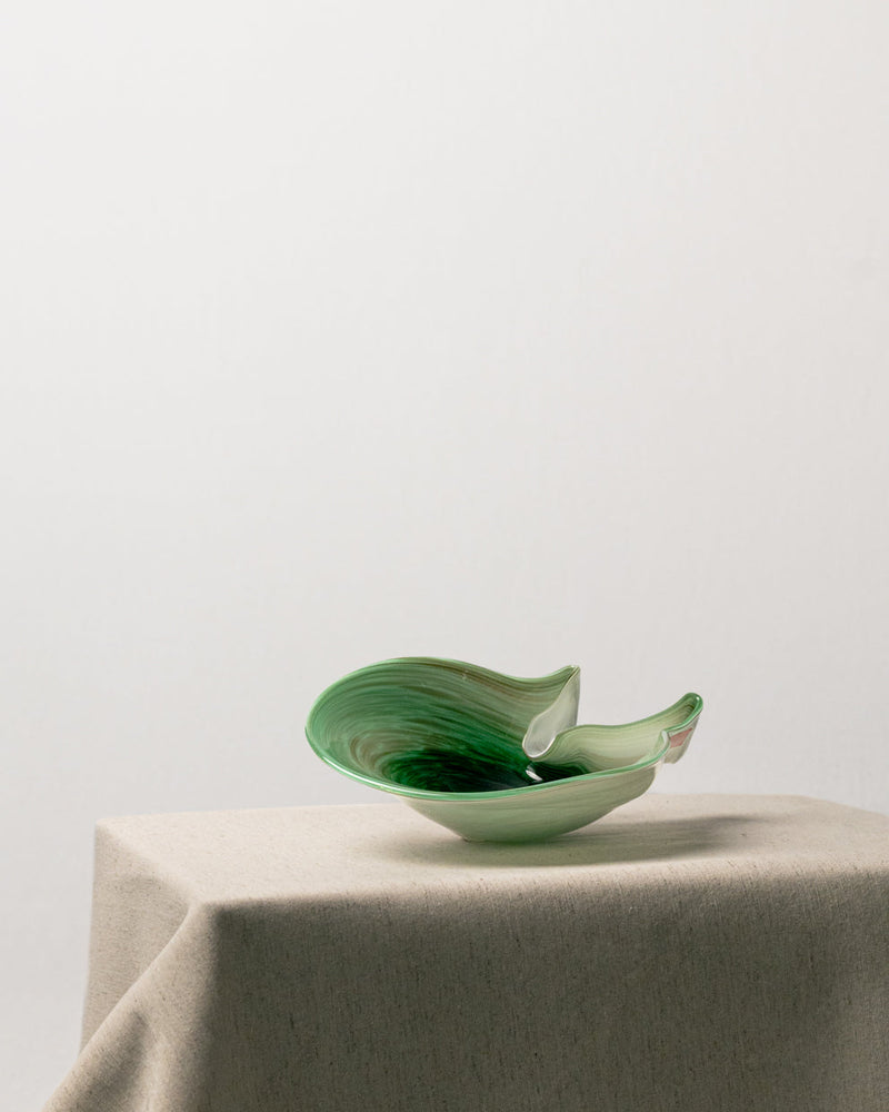 Cenicero Concha Verde con Detalles Dorados de Cristal Murano